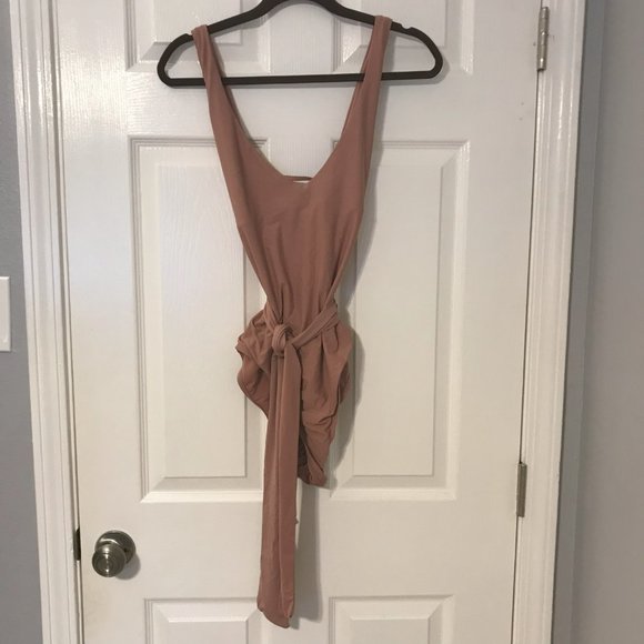 Antoni Melani Swim Suit Dusty Rose Pink Tie Front One Piece  Size 14 - Picture 4 of 9